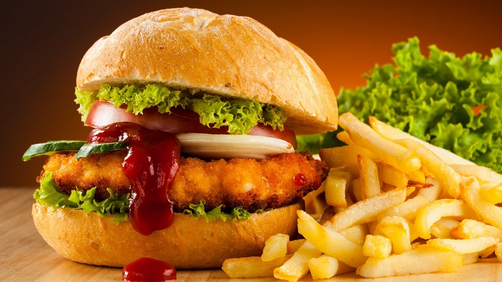Chicken burger with a high protein content
