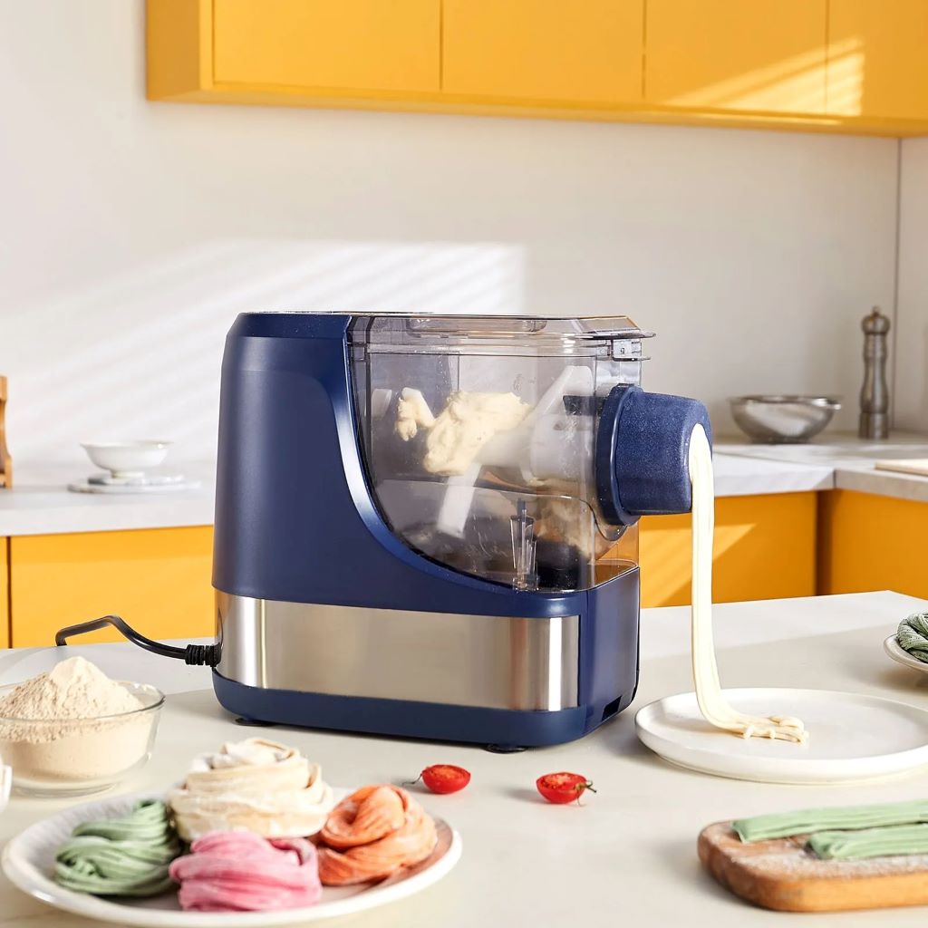 VEVOR smart noodle machine on kitchen counter with pasta shapes.