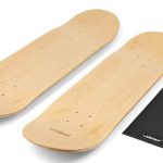 LOSENKA maple double tail skateboard deck with included free grip tape sheet on white background