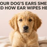Clean dog with text overlay reading Why Your Dog’s Ears Smell Bad and How Ear Wipes Help.